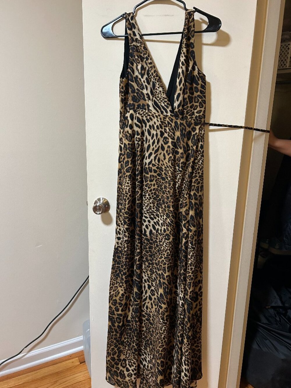 Aqua -- cheetah print wrap around maxi dress